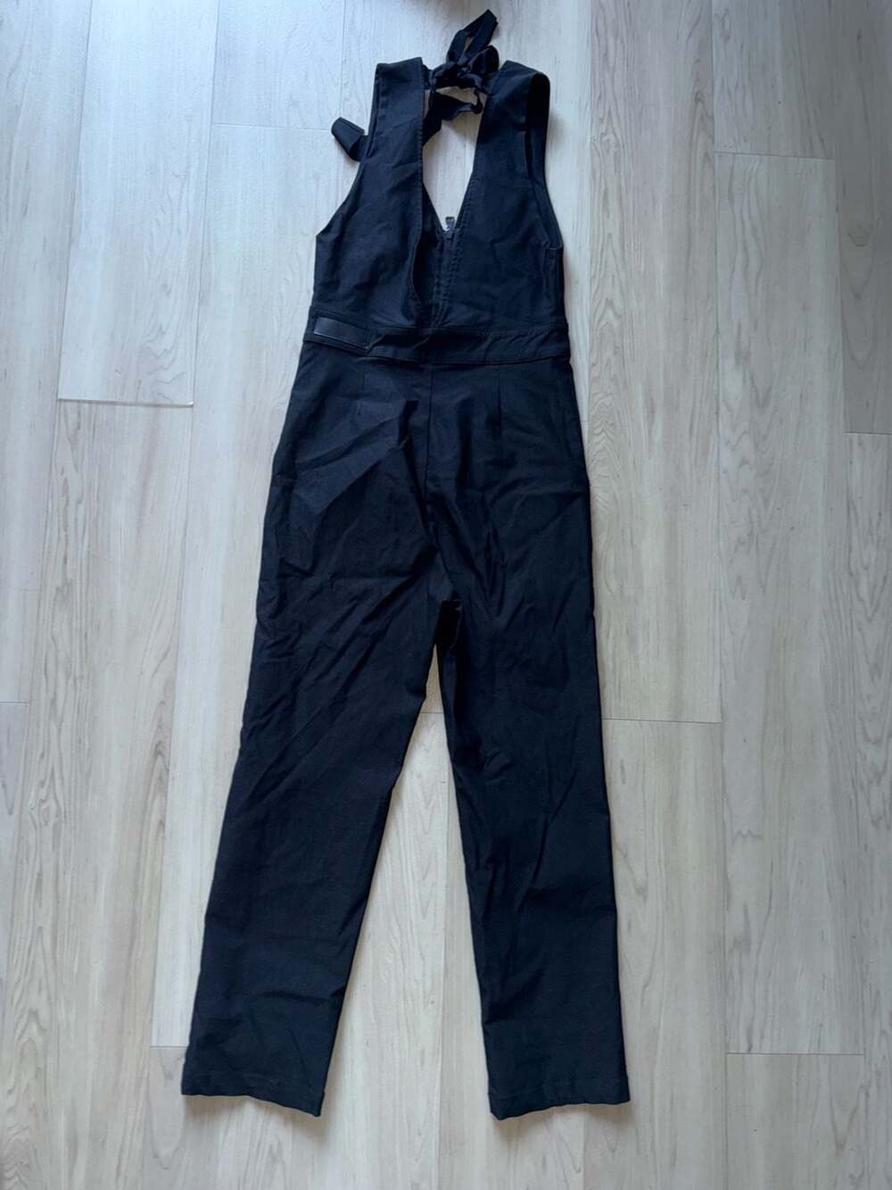 Rivet Utility Black Halter Neck Jumpsuit Size M
